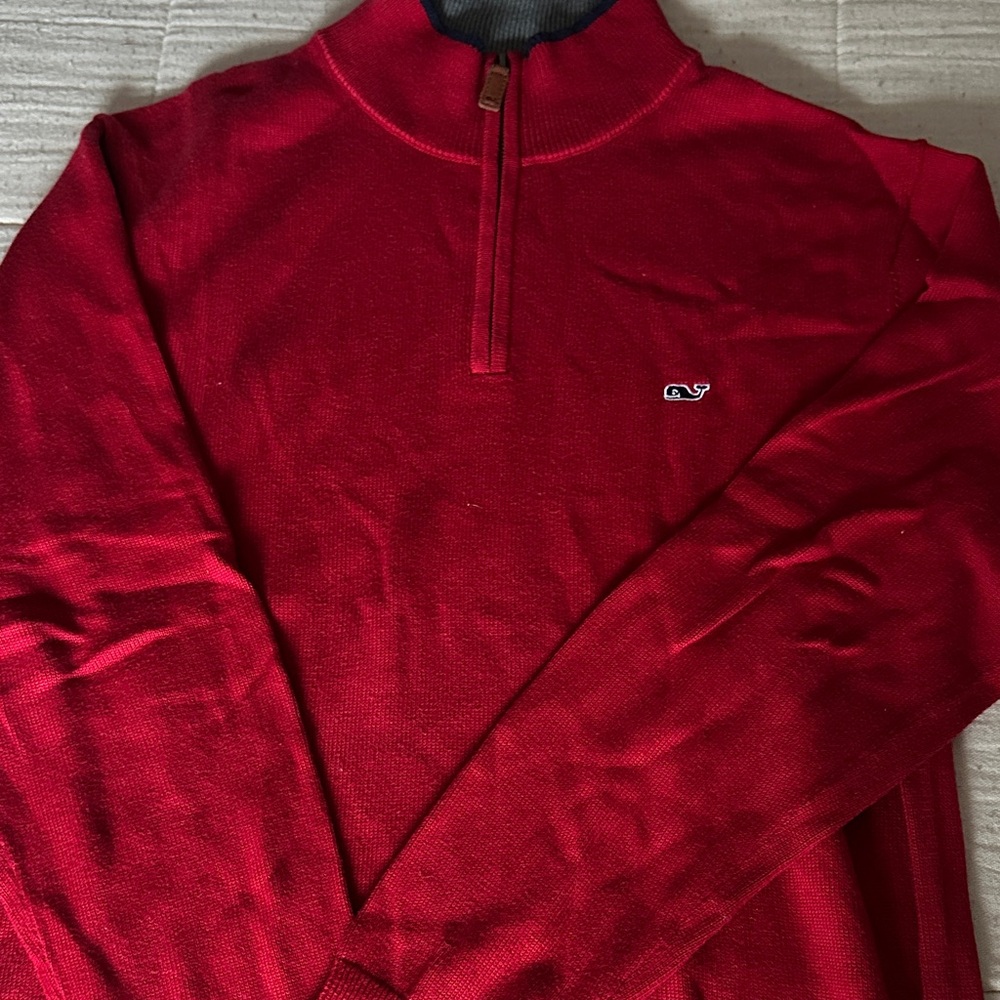 Vineyard Vines Men's Red Half-Zip Sweater
